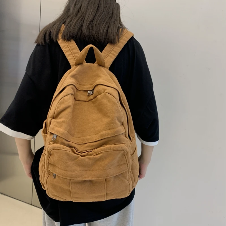 Fashion College Student Vintage Canvas Backpack with Laptop Compartment