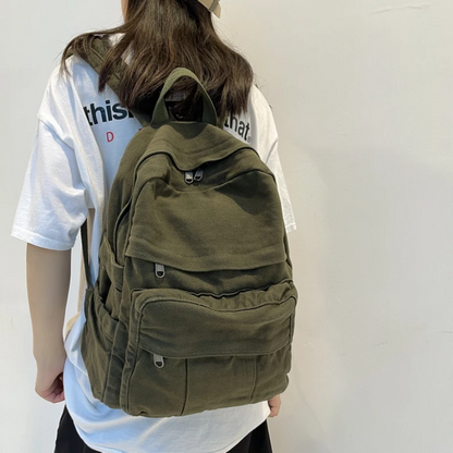 Fashion College Student Vintage Canvas Backpack with Laptop Compartment