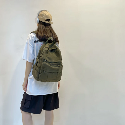 Fashion College Student Vintage Canvas Backpack with Laptop Compartment