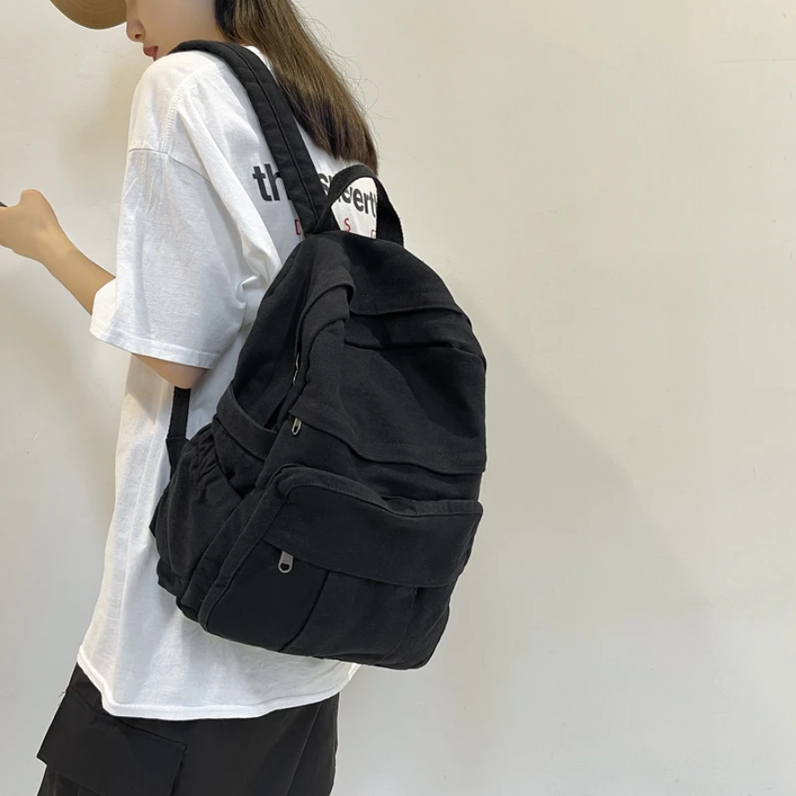 Fashion College Student Vintage Canvas Backpack with Laptop Compartment