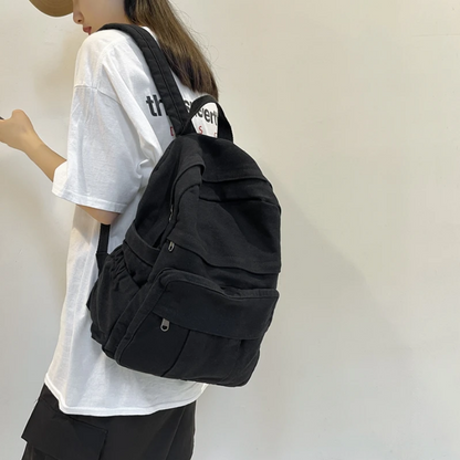 Fashion College Student Vintage Canvas Backpack with Laptop Compartment