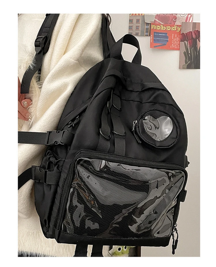 Itabag Kawaii Backpack Transparent Love Heart JK Backpack for Women