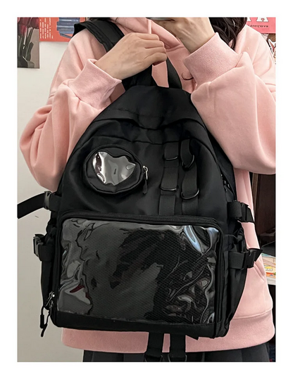 Itabag Kawaii Backpack Transparent Love Heart JK Backpack for Women