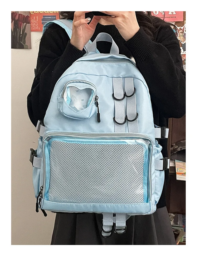 Itabag Kawaii Backpack Transparent Love Heart JK Backpack for Women
