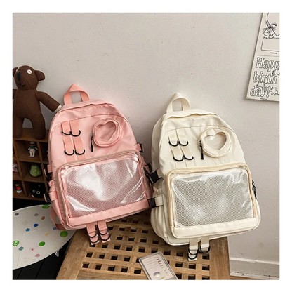 Itabag Kawaii Backpack Transparent Love Heart JK Backpack for Women