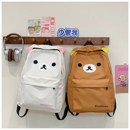 Kawaii Cute Bear Rilakkuma Backpack - Large Capacity Anime Cartoon Backpack