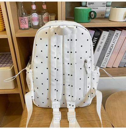 Girly Cute Polka Dot Backpack with Bow Sweet School Bag for Girls