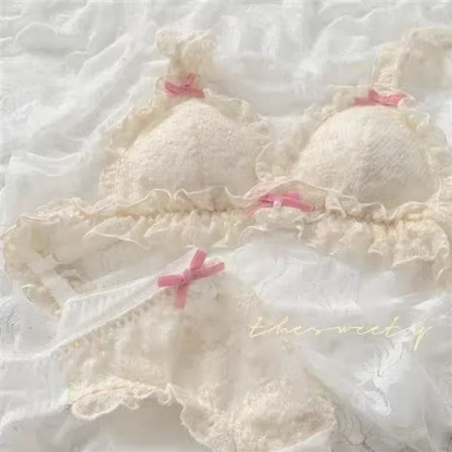 French Retro Lolita Lace Fringed Bra Romantic Vintage Lingerie