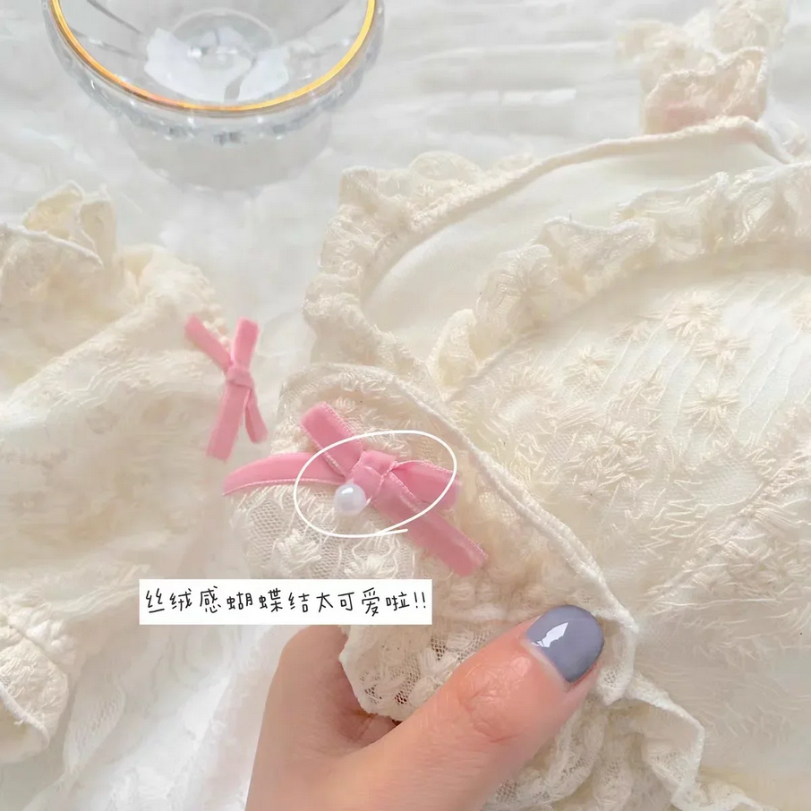 French Retro Lolita Lace Fringed Bra Romantic Vintage Lingerie