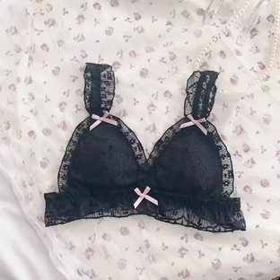 French Retro Lolita Lace Fringed Bra Romantic Vintage Lingerie