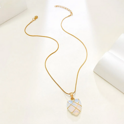 Crystal Opal Heart-shaped Charmed Necklace