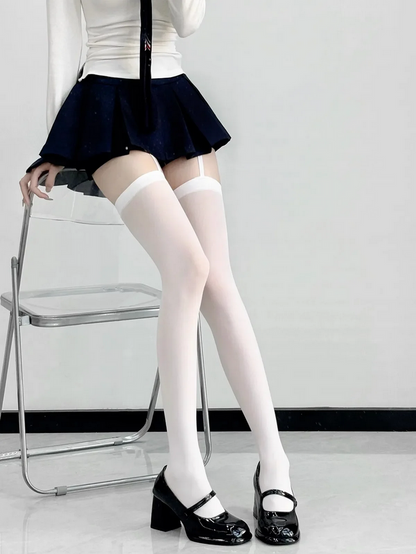 Suspender Wide-banded Velvet Stockings with Garters