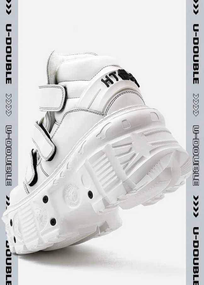 White Platform Lace-up Gothic Punk Sneakers