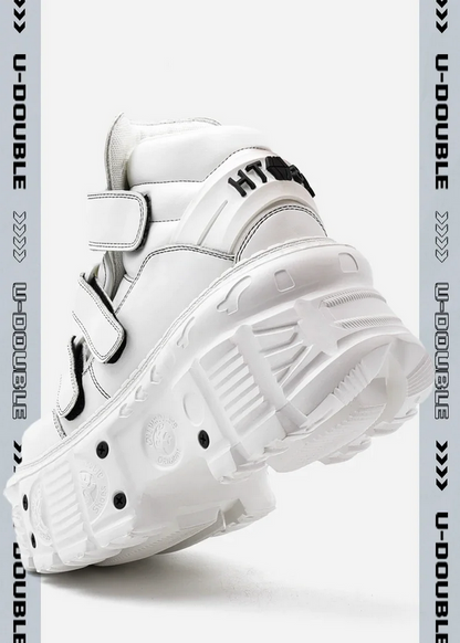 White Platform Lace-up Gothic Punk Sneakers