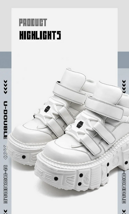 White Platform Lace-up Gothic Punk Sneakers
