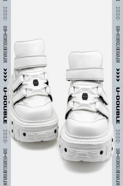 White Platform Lace-up Gothic Punk Sneakers