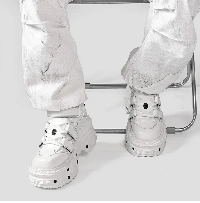 White Platform Lace-up Gothic Punk Sneakers