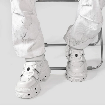 White Platform Lace-up Gothic Punk Sneakers