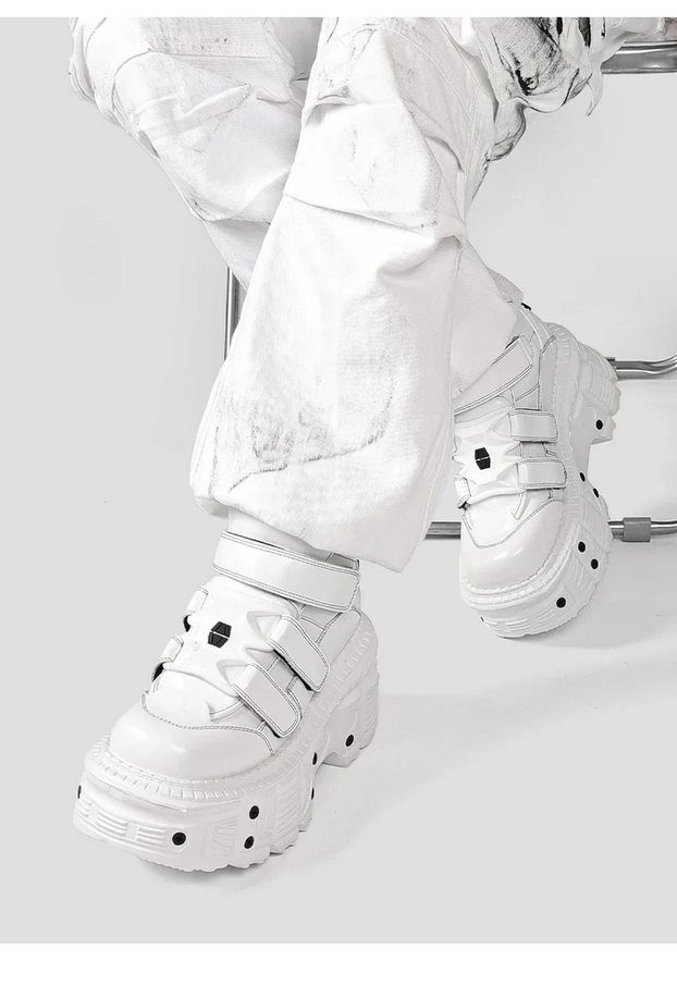 White Platform Lace-up Gothic Punk Sneakers