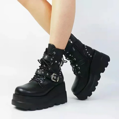 Gothic Platform Lace Up Ankle Boots