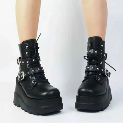Gothic Platform Lace Up Ankle Boots