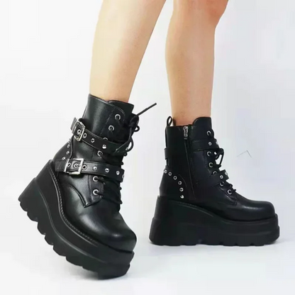 Gothic Platform Lace Up Ankle Boots