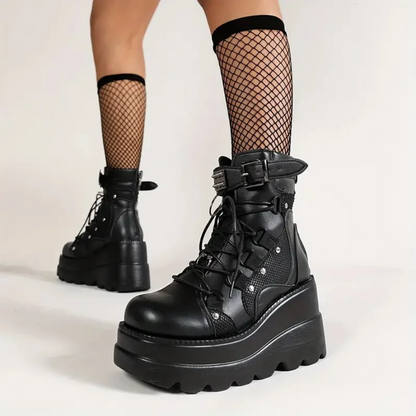 Goth Wedge Combat Ankle Boots