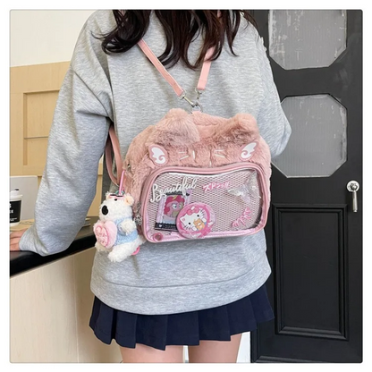 Cute Cat Plush Crossbody Bag