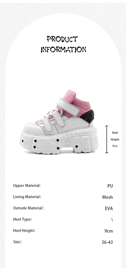 WHite and Pink Punk Gothic Y2K Ankle Boots