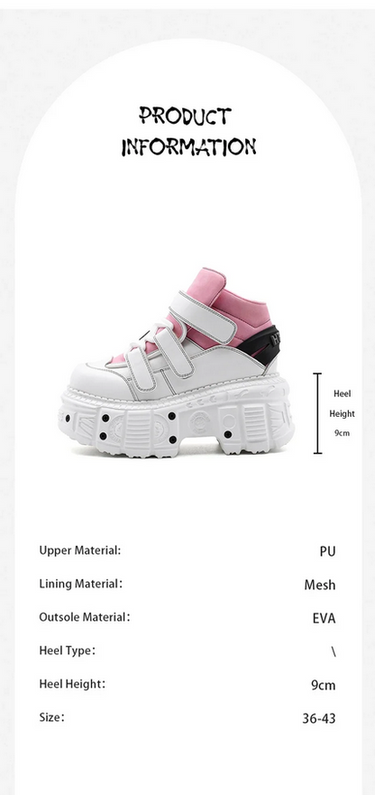 WHite and Pink Punk Gothic Y2K Ankle Boots