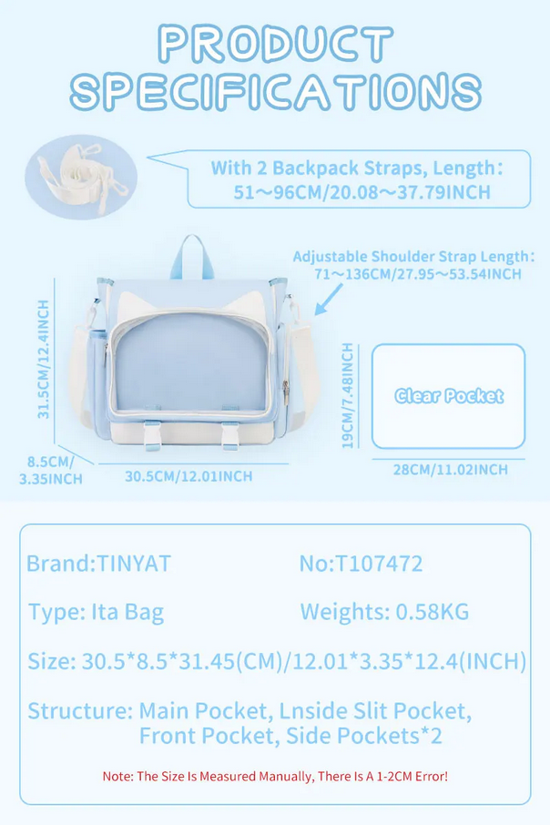 Y2K Waterproof Transparent Ita Backpack