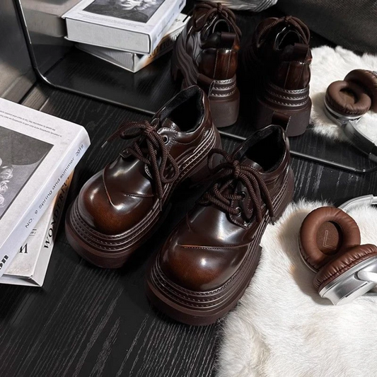 Platform Lace-Up Ankle Boots