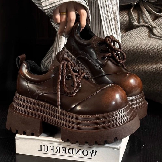 Platform Lace-Up Ankle Boots