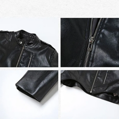Edgy Cropped Faux Leather Jacket