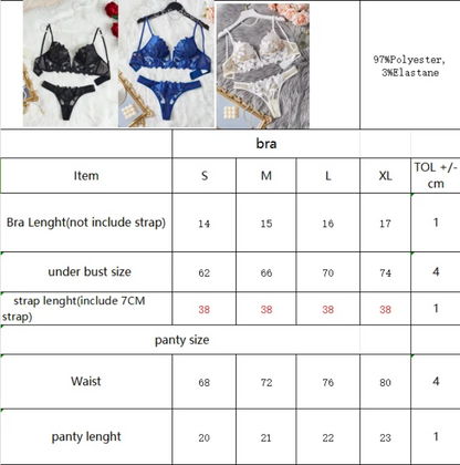 Floral Embroidery Mesh Lingerie Set