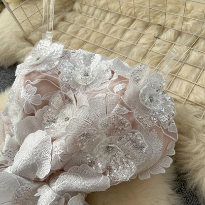 Pastel 3D Floral Mesh Lace Dress