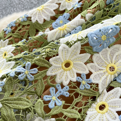 Elegant Daisy 3D Floral Lace Long Dress