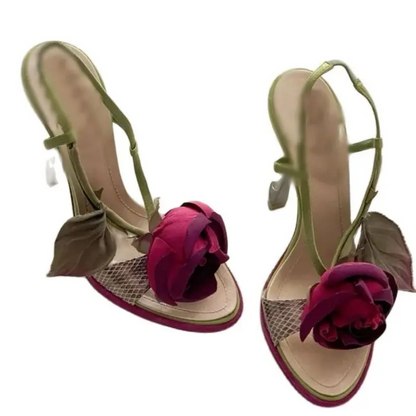 Floral Embellished Slingback Heels