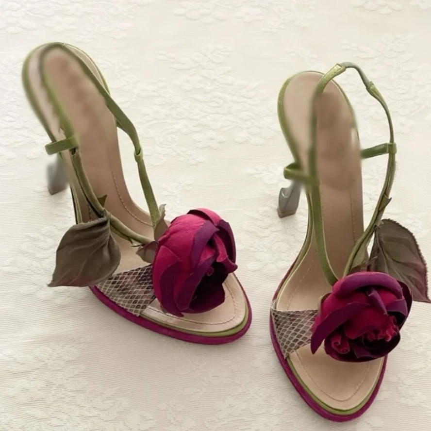 Floral Embellished Slingback Heels