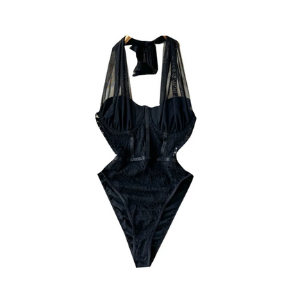 Black Velvet Mesh Bodysuit