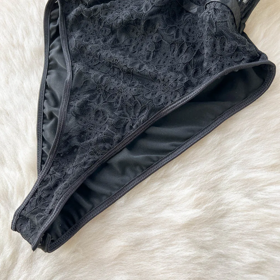 Black Velvet Mesh Bodysuit