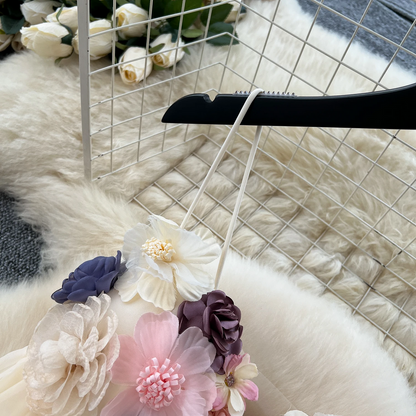 Cream 3D Floral Tulle Maxi