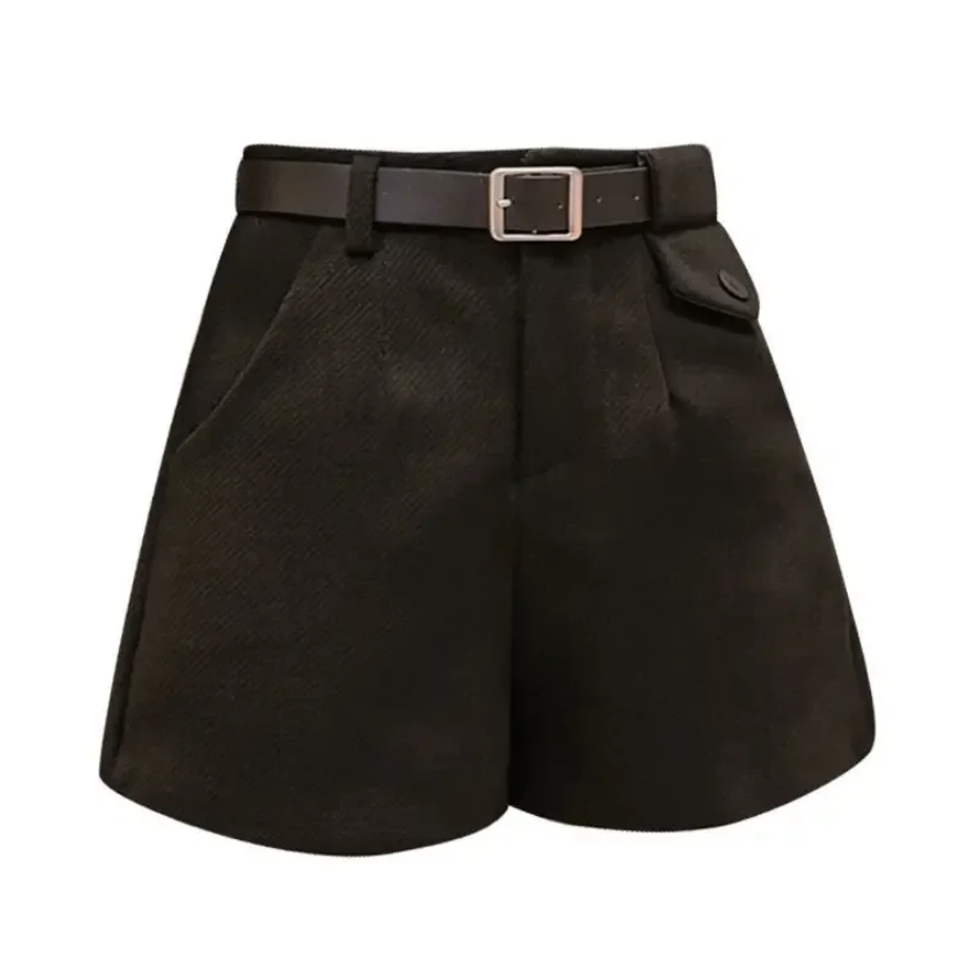 Grey Textured Belted Shorts