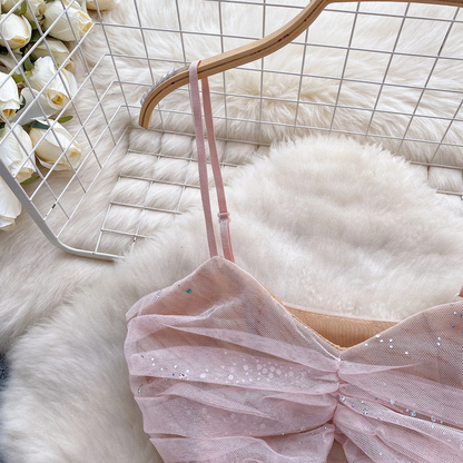 Black Glitter Tulle Cutout Dress