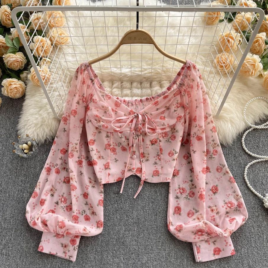 Pink Floral Puff Sleeve Top