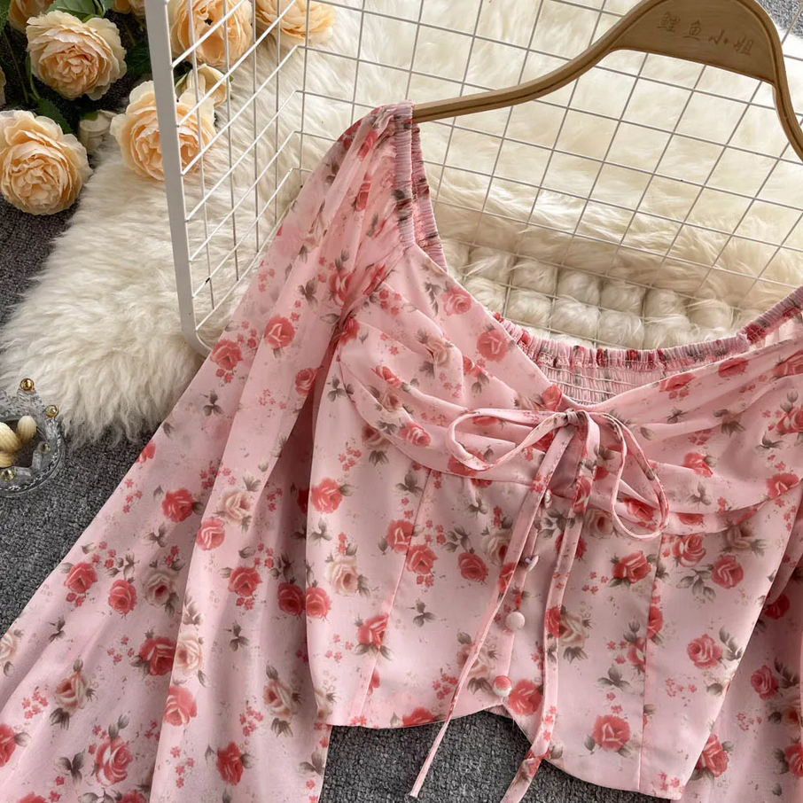 Pink Floral Puff Sleeve Top