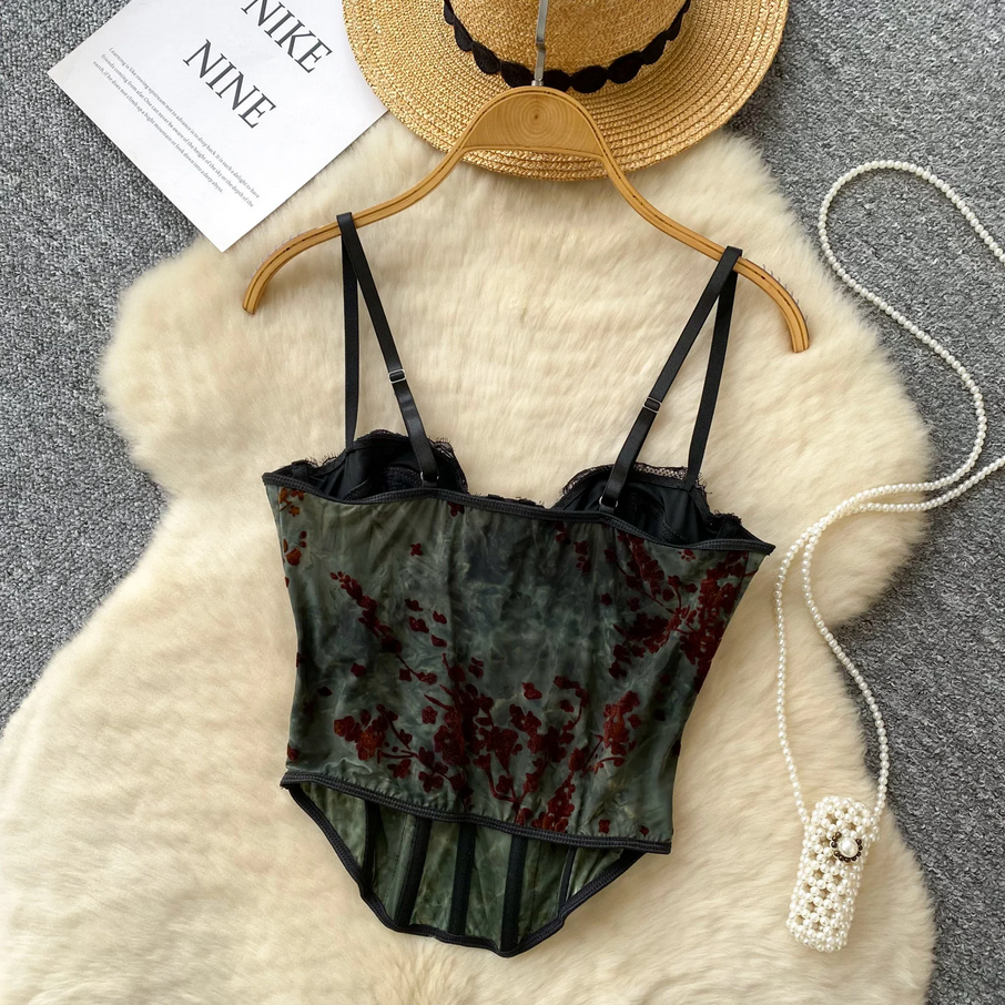 Floral Mesh Corset Top
