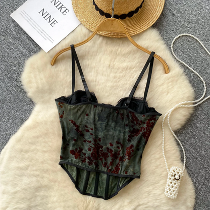 Floral Mesh Corset Top