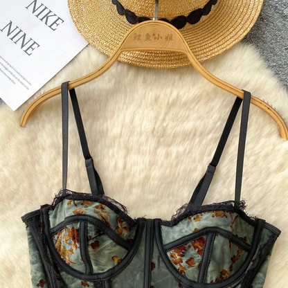 Floral Mesh Corset Top