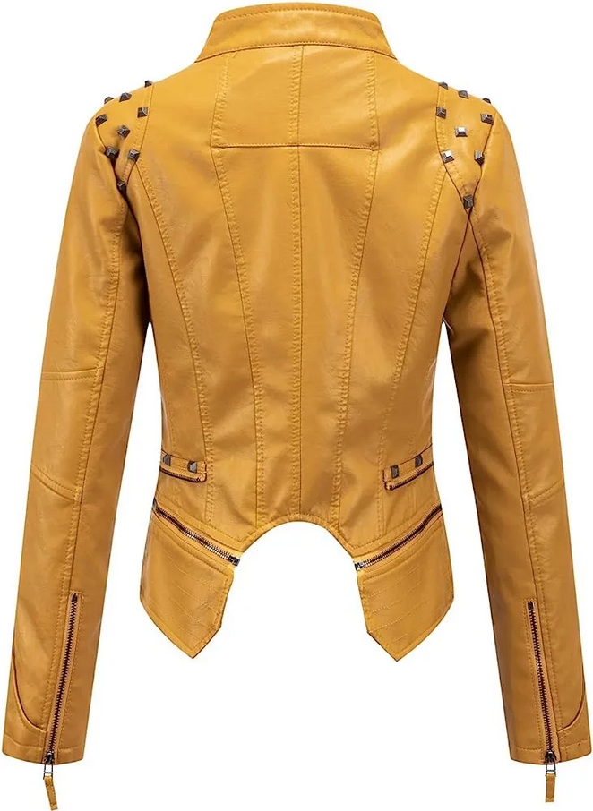 Black Studded Faux Leather Jacket